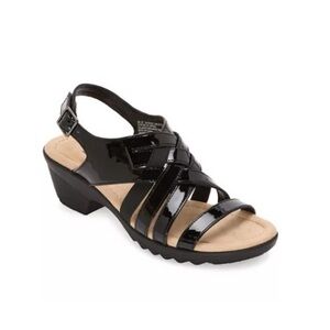 East 5th Womens Hickery Heeled Sandals, 81/2 Medium, Black